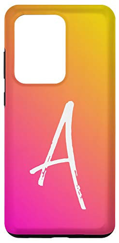 Galaxy S20 Ultra Initial A Phone Case Ombre Pink to Orange Sunrise Letter A Case