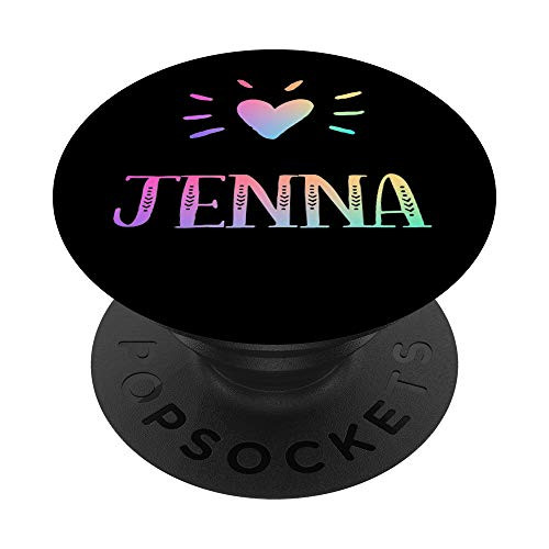 Jenna Gift Heart Rainbow Watercolor Love Heart Name Jenna PopSockets PopGrip: Swappable Grip for Phones  and  Tablets