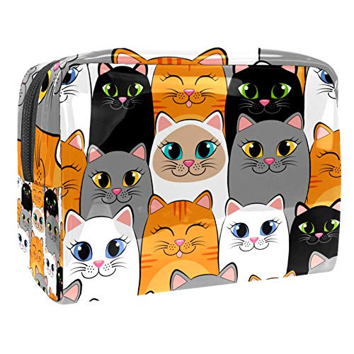 Smiling Cat Heads White Black Grey Orange Toiletry Bag Travel Organizer, Lightweight, Large Capacity, Travel Makeup Bag Cosmetic Bag Make up Case Organizer for Women and Girls PVC Makeup Bag Pouch Purse Coin Bag Smiling Cat Heads White Black Grey Orange Toiletry Bag Travel Organizer, Lightweight, Large Capacity, Travel Makeup Bag Cosmetic Bag Make up Case Organizer for Women and Girls PVC Makeup Bag Pouch Purse Coin Bag