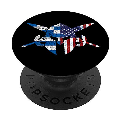 Greek American Pride Patriotic Spartan Helmet - Greece Flag PopSockets PopGrip: Swappable Grip for Phones  and  Tablets