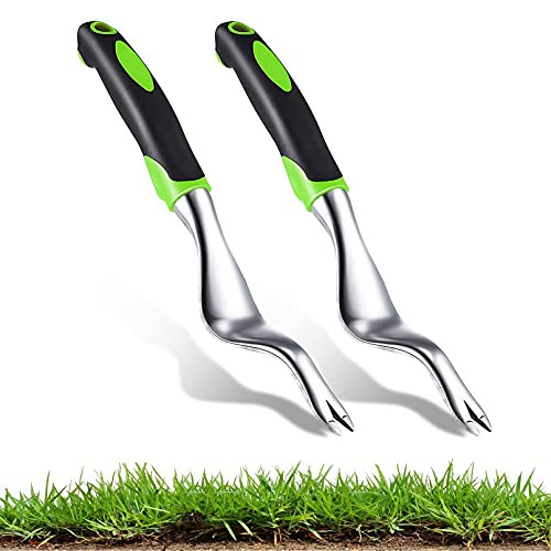 LUBENKIS 2 Pcs Hand Weeder Tools - Dandelion Removal Tool Stainless Garden Weed Puller Tool with Ergonomic Handle for Garden Lawn Yard Farmland Transplant Planting Care Gardening Bonsai LUBENKIS 2 Pcs Hand Weeder Tools - Dandelion Removal Tool Stainless Garden Weed Puller Tool with Ergonomic Handle for Garden Lawn Yard Farmland Transplant Planting Care Gardening Bonsai