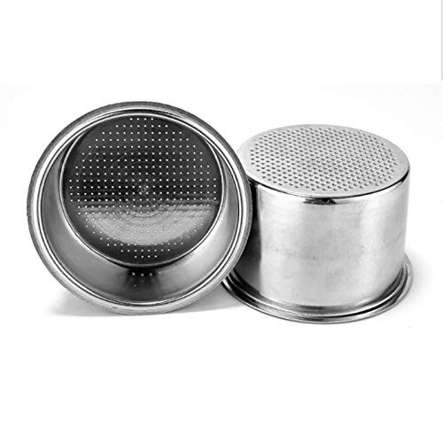 Gift2U Stainless Steel Coffee Filter Basket, 51mm Reusable Portafilter Double Cup Coffee Single Wall Non Pressurized Porous Filter Basket, Compatible with Breville/Delonghi
