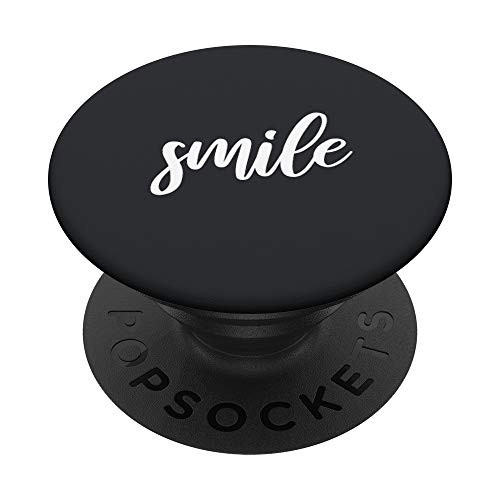 XR-Black-White Pop-Socket with SMILE Positive-Quote PopSockets PopGrip: Swappable Grip for Phones  and  Tablets