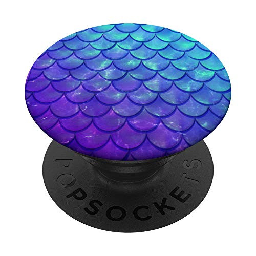 Ocean Aqua Teal  and  Indigo Purple Mermaid Scales PopSockets PopGrip: Swappable Grip for Phones  and  Tablets