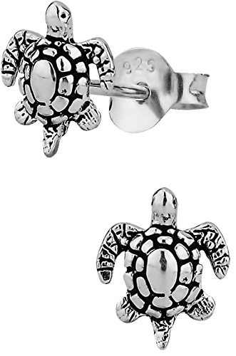 Hypoallergenic Sterling Silver Tiny Sea Turtle Stud Earrings for Kids -Nickel Free-