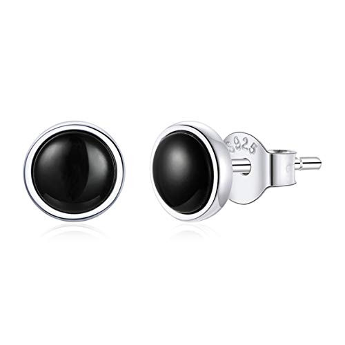 BAMOER Earrings Black Round Cut Stud Earrings 925 Sterling Silver Simple Earrings Platinum Plated Earrings Jewelry for Unisex BAMOER Earrings Black Round Cut Stud Earrings 925 Sterling Silver Simple Earrings Platinum Plated Earrings Jewelry for Unisex
