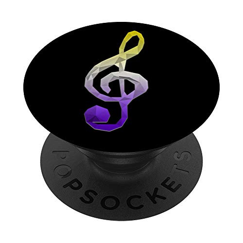 Nonbinary Polygon Musical Treble Clef Geometric NB Enby Flag PopSockets PopGrip: Swappable Grip for Phones  and  Tablets