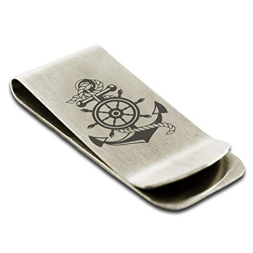 Tioneer Stainless Steel Nautical Ship Helm  and  Anchor Money Clip Credit Card Holder