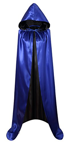 VGLOOK Unisex Christmas Halloween Witch Party Reversible Hooded Adult Vampires Cape Cloak -Black/Blue-