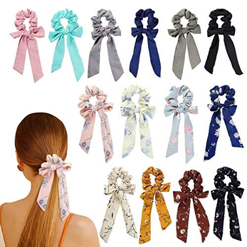 Aovie 14 Pcs Chiffon Hair Scrunchies Bowknot Ribbon Elastics Hair Bands Scrunchy Flowers and Solid Colors Hair Rope Ties Hair Bow Ponytail Holder Accessories for Women Girls Aovie 14 Pcs Chiffon Hair Scrunchies Bowknot Ribbon Elastics Hair Bands Scrunchy Flowers and Solid Colors Hair Rope Ties Hair Bow Ponytail Holder Accessories for Women Girls