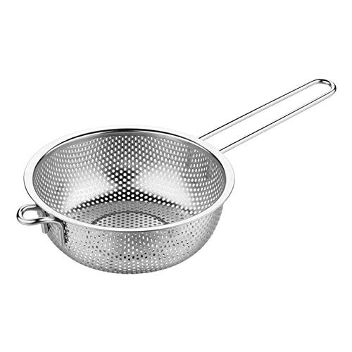 Micro-Perforated Colander Stainless Steel Colander with Long Handle Fine Mesh Strainer Perforated Metal Colander Strainer for Kitchen Food Pasta Noodles Vegetables