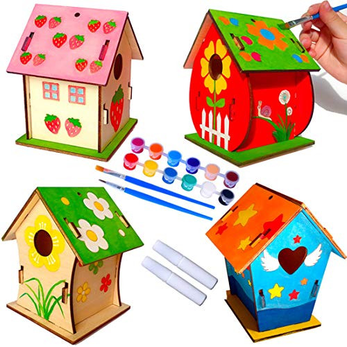 POYLKJGYT DIY Bird House Kit for Kids-4Pack Build and Paint Birdhouse Crafts for Kids,Wood Project for Girls Boys. POYLKJGYT DIY Bird House Kit for Kids-4Pack Build and Paint Birdhouse Crafts for Kids,Wood Project for Girls Boys.