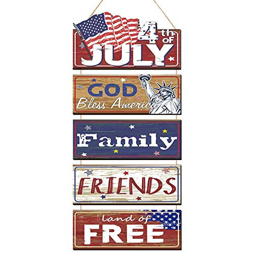 4th of July Wooden Happy Independence Day Sign Rustic Statue of Liberty American Flag Sign Wall Hanging Plaque Large Rustic Patriotic Hanger Wall Decor for Home, Fourth of July Party, Independence Day