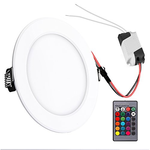 Led Panel Light, 5W Round RGB LED Panel Light Concealed Recessed Ceiling Lamp Downlight with Remote Control AC 85-265V