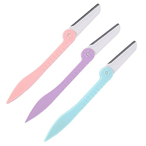 Glamza 3 Pack Eyebrow Brow Shaper Razor  and  Dermaplaning Safe Painless Portable Women's Shaver Trimmer Tool Grooming Kit