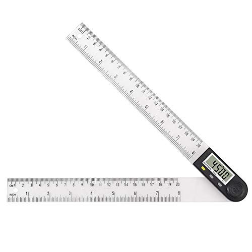 COLFULINE Digital Angle Finder Protractor Angle Finder Ruler 360 Measuring Range 8 Inch Plastic Angle Finder Ruler LCD Display for Woodworking, Construction, Repairing