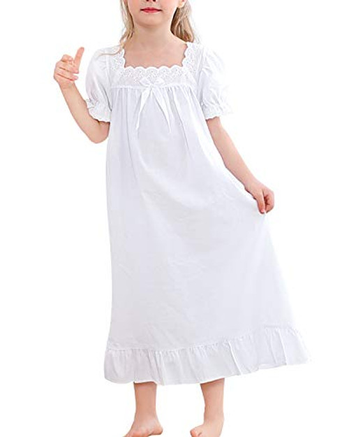 BOOPH Girls Dress Kids White Casual Dress Cosplay 8-9 Years Square White Short
