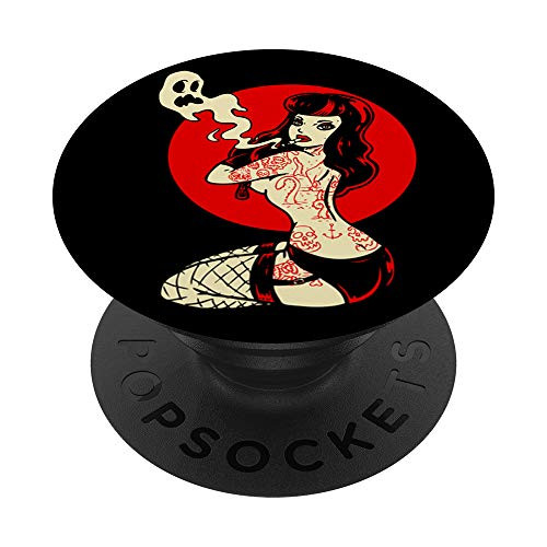 Horror Art - Sexy Goth Girl Burlesque - Psychobilly Punk Art PopSockets PopGrip: Swappable Grip for Phones  and  Tablets Horror Art - Sexy Goth Girl Burlesque - Psychobilly Punk Art PopSockets PopGrip: Swappable Grip for Phones  and  Tablets
