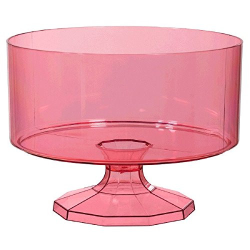 amscan Medium Plastic Trifle Container Color Theme Party Reusable Table Snack and Dessert Serveware and Dishware, New Pink, 80 oz..