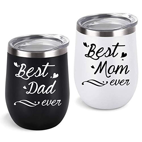 Best Mom and Dad Tumbler Set Best Mom Ever and Best Dad Ever Wine Tumbler Set New Mom and Dad Parents Gifts Birthday Fathers Mothers Day Gifts for Mom from Daughter Son 12 Ounce with Gift Box Best Mom and Dad Tumbler Set Best Mom Ever and Best Dad Ever Wine Tumbler Set New Mom and Dad Parents Gifts Birthday Fathers Mothers Day Gifts for Mom from Daughter Son 12 Ounce with Gift Box
