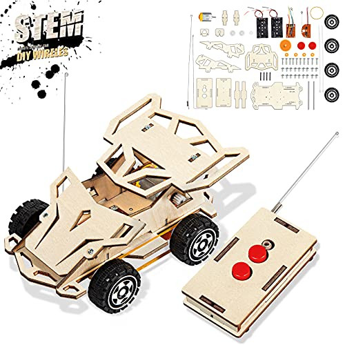 iValea Toys for 6-10 Year Old Boys Gifts, STEM Projects for Kids Ages 8-12, DIY Wooden Wireless Remote Control Car, Building Science Experiment Kit Educational Stem Toys for Kids 6-12, Teens