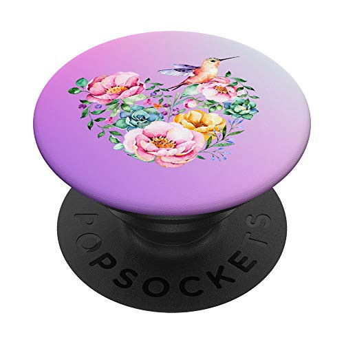 Pretty Floral Flowers Hummingbird Gift PopSockets PopGrip: Swappable Grip for Phones  and  Tablets