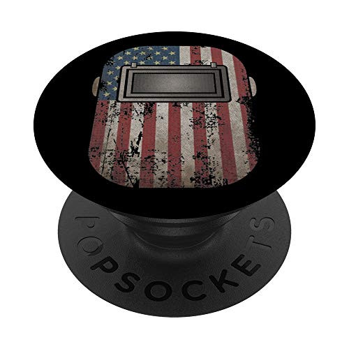 Welding American Flag USA Patriotic Metal Welder Mask Gift PopSockets PopGrip: Swappable Grip for Phones  and  Tablets