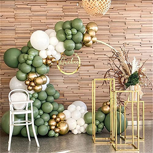Olive Green Gold And White Balloons Arch Garland Kit, 134pcs Sage Green Balloon Garland Kit For Wedding Bridal Baby Shower Party Decorations