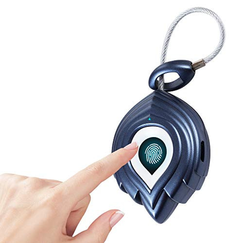 Fingerprint Padlock, Smart Keyless Security Locker Lock, Waterproof Anti-Theft USB Rechargeable for School Locker, Gym, Door, Cabinet, Suitcase, Backpack -Blue-