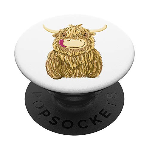Cute Cartoon Scottish Highland Cow PopSockets PopGrip: Swappable Grip for Phones  and  Tablets