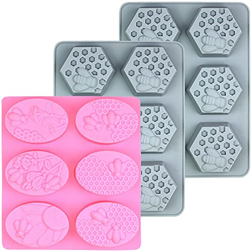 Silicone Soap Molds, AIDOIT 3 Pack 6 Cavity 3D Bee Honeycomb Molds DIY Soap Molds for Homemade Soaps, Lotion Bar, Bath Bomb, Beeswax, Chocolate and Dessert Silicone Soap Molds, AIDOIT 3 Pack 6 Cavity 3D Bee Honeycomb Molds DIY Soap Molds for Homemade Soaps, Lotion Bar, Bath Bomb, Beeswax, Chocolate and Dessert