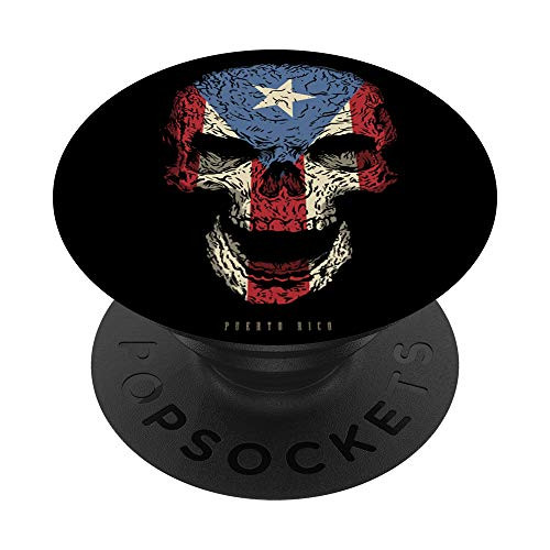 Skull with Puerto Rico Flag Skeleton Puerto Rican Roots PopSockets Grip and Stand for Phones and Tablets