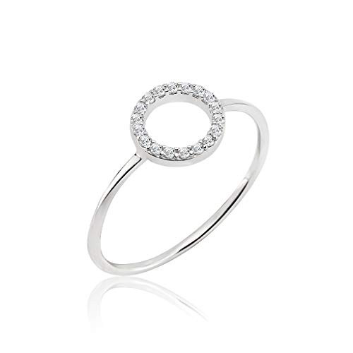 SOLIDSILVER- Sterling Silver Crystal Clear CZ Open Circle Ring | Sizes 9