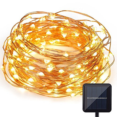 YAOXI [8 Modes- LED Copper String Light, 33ft 100 LED Starry Solar Copper Wire Fairy String Lights Ambiance Lighting for Outdoor Gardens Homes Christmas Party Decor -Warm White- YAOXI [8 Modes- LED Copper String Light, 33ft 100 LED Starry Solar Copper Wire Fairy String Lights Ambiance Lighting for Outdoor Gardens Homes Christmas Party Decor -Warm White-