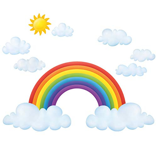 DECOWALL DL-1713L Rainbow and Clouds Kids Wall Stickers Wall Decals Peel and Stick Removable Wall Stickers for Kids Nursery Bedroom Living Room (XLarge)