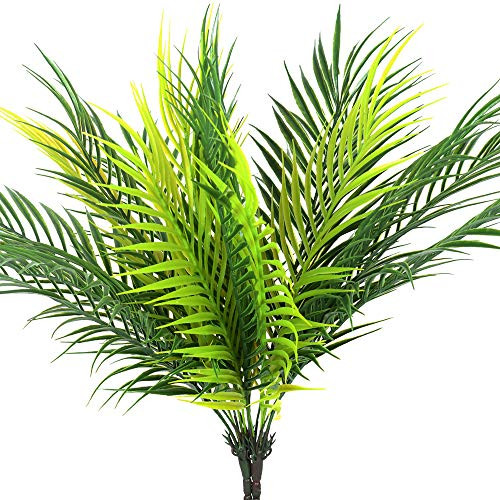 2pcs Artificial Palm Tree Leaves Tropical Plants Faux Fake Palm Frond Plant Artificial Plants Greenery Flowers for Home Kitchen Party Arrangement Wedding Decorations