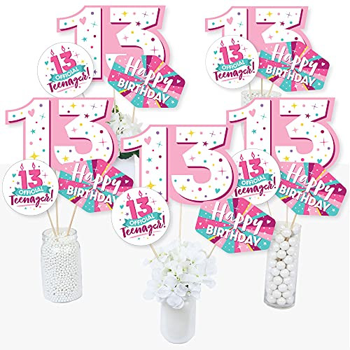 Big Dot of Happiness Girl 13th Birthday - Official Teenager Birthday Party Centerpiece Sticks - Table Toppers - Set of 15 Big Dot of Happiness Girl 13th Birthday - Official Teenager Birthday Party Centerpiece Sticks - Table Toppers - Set of 15