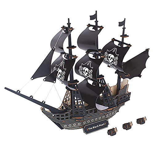 3D Puzzles for Adults, Pirate Ship, 3D Puzzle, Model Kits for Adults, Adult Toys for Men, Pirate Toys, 58 x 41 x 14 cm, for Men Women Kids Birthday Gifts Desk Decor