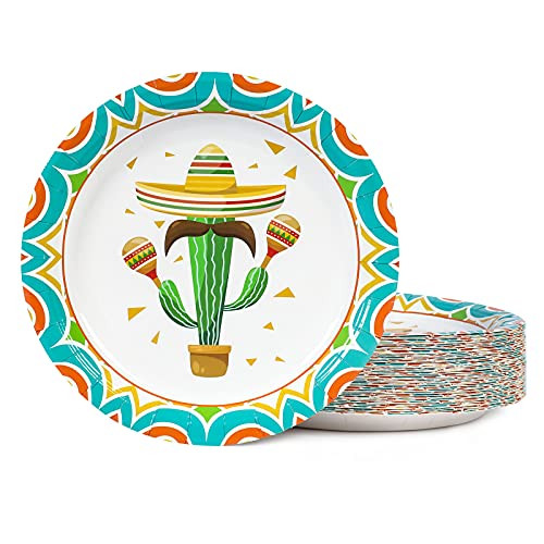 Cinco De Mayo Party Supplies, Fiesta Party Plates -9 Inch,50 Pack-