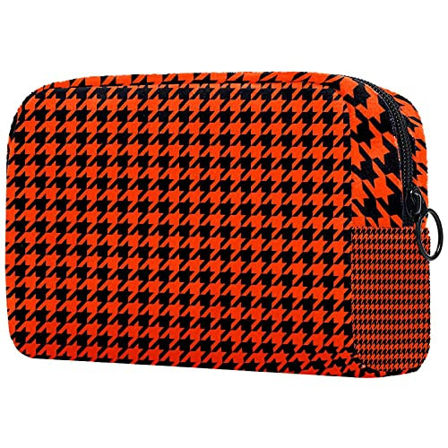 Small Makeup Bag Zipper Pouch, Portable Travel Cases Makeup Bags For Women Men Girls, Makeup Bag Zipper Pouch Orange Houndstooth Small Makeup Bag Zipper Pouch, Portable Travel Cases Makeup Bags For Women Men Girls, Makeup Bag Zipper Pouch Orange Houndstooth