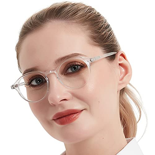 MARE AZZURO Retro Reading Glasses Women Men Trendy Round Readers 1.00 1.50 2.00 2.50 3.00 3.50 -Transparent, 1.5-
