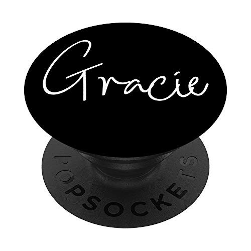 Gracie Name White on Black - Gracie PopSockets PopGrip: Swappable Grip for Phones  and  Tablets