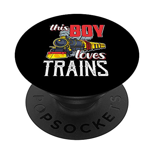 Locomotive Steam Engine Railfan Gift -This Boy Loves Trains PopSockets Swappable PopGrip Locomotive Steam Engine Railfan Gift -This Boy Loves Trains PopSockets Swappable PopGrip