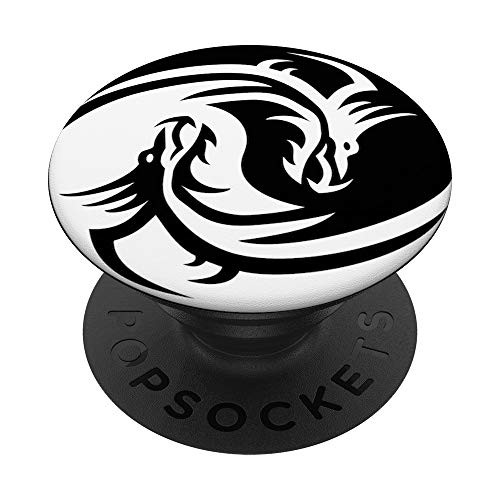 Yin and Yang Black and White Dragon PopSockets Grip and Stand for Phones and Tablets