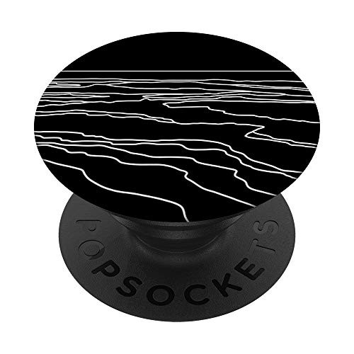 Beach Waves Ocean Abstract Modern Neutral Black and White PopSockets PopGrip: Swappable Grip for Phones  and  Tablets