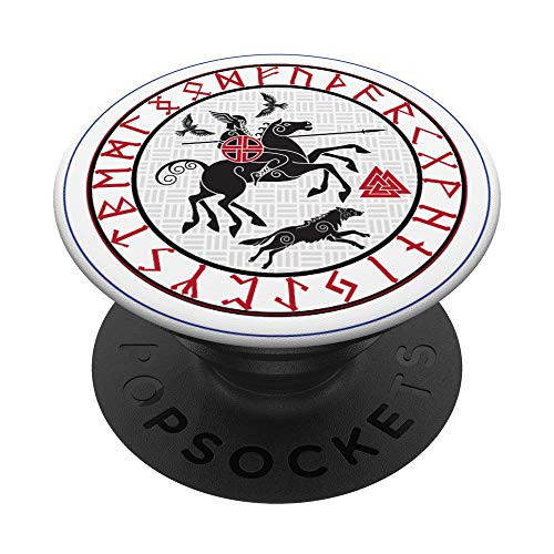 Viking God Odin on Sleipnir and Huginn and Muninn Ravens PopSockets PopGrip: Swappable Grip for Phones  and  Tablets