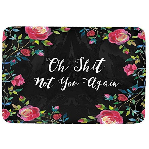 ZMvise Rubber Oh Shit Not You Again Flowers Doormat Entrance Mat Floor Mat Rug Indoor/Outdoor/Front Door/Bathroom Mats Rubber Non Slip 18 x 30 inch