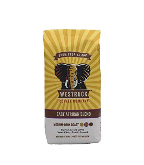 Westrock Coffee East African Blend Medium Dark Roast Gourmet Ground Coffee 12oz Bag