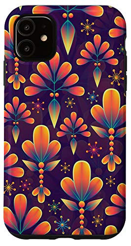 iPhone 11 Orange Purple Floral Pattern Flowers Case