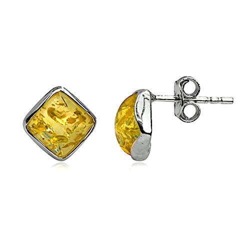 Ian and Valeri Co. Lemon Amber Sterling Silver Square Stud Earrings
